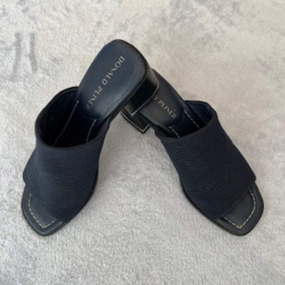 Donald Pliner Women's Stretch Fabric Mule Sandal Slip On Block Black  6.5